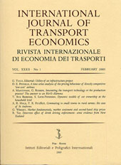 Fascicolo, International journal of transport economics : Rivista internazionale di economia dei trasporti : XXXII, 1, 2005, La Nuova Italia  ; RIET  ; Fabrizio Serra