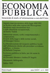 Fascículo, Economia pubblica. Fascicolo 6, 2005, Franco Angeli