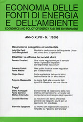 Fascículo, Economia delle fonti di energia e dell'ambiente. Fascicolo 1, 2005, Franco Angeli