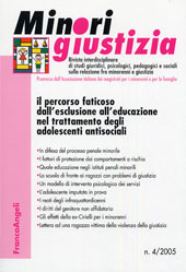 Issue, Minori giustizia : rivista interdisciplinare di studi giuridici, psicologici, pedagogici e sociali sulla relazione fra minorenni e giustizia. IV TRIMESTRE, 2005, Franco Angeli