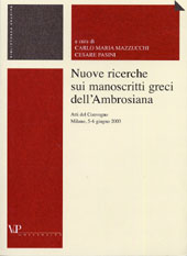 E-book, Nuove ricerche sui manoscritti greci dell'Ambrosiana : atti del Convegno, Milano, 5-6 giugno 2003, V&P università