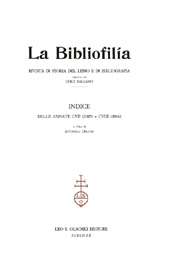 Fascículo, La bibliofilia : rivista di storia del libro e di bibliografia : CVII, 2, 2005, L.S. Olschki