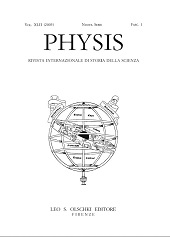 Issue, Physis : rivista internazionale di storia della scienza : XLII, 1, 2005, L.S. Olschki