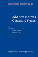 E-book, Advances in Greek Generative Syntax, John Benjamins Publishing Company