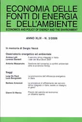 Fascicolo, Economia delle fonti di energia e dell'ambiente. Fascicolo 3, 2006, Franco Angeli