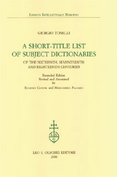 E-book, A short-title list of subject dictionaries of the sixteenth, seventeenth and eighteenth centuries, Tonelli, Giorgio, L.S. Olschki