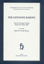 Chapitre, Per un commento alle poesie di Raboni : Esperienze di un'officina veneziana, Bulzoni