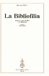 Fascículo, La bibliofilia : rivista di storia del libro e di bibliografia : CVIII, 3, 2006, L.S. Olschki