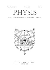 Fascicolo, Physis : rivista internazionale di storia della scienza : XLIII, 1/2, 2006, L.S. Olschki