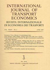 Issue, International journal of transport economics : Rivista internazionale di economia dei trasporti : XXXIV, 2, 2007, La Nuova Italia  ; RIET  ; Fabrizio Serra