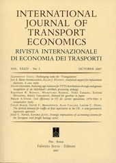 Issue, International journal of transport economics : Rivista internazionale di economia dei trasporti : XXXIV, 3, 2007, La Nuova Italia  ; RIET  ; Fabrizio Serra