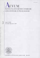Issue, Aevum : rassegna di scienze storiche, linguistiche e filologiche. SET./DIC., 2007, Vita e Pensiero