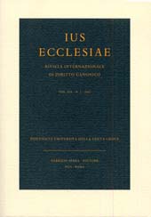 Issue, Ius Ecclesiae : rivista internazionale di diritto canonico : XIX, 1, 2007 [sample copy], Giuffrè  ; Istituti editoriali e poligrafici internazionali  ; Fabrizio Serra