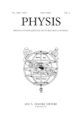 Issue, Physis : rivista internazionale di storia della scienza : XLIV, 2, 2007, L.S. Olschki