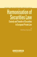 eBook, Harmonisation of Securities Law, Haentjens, Matthias, Wolters Kluwer