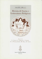 Issue, Rivista di storia e letteratura religiosa. Anno XLIV - 2008 - n. 1, 2008, L.S. Olschki