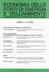 Heft, Economia delle fonti di energia e dell'ambiente. Fascicolo 2, 2008, Franco Angeli