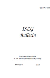 Fascículo, ISLG Bulletin : the Annual Newsletter of the Italian Studies Library Group : 7, 2008, Italian Studies Library Group