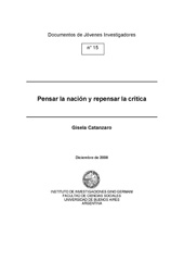 E-book, Pensar la nación y repensar la crítica, Catanzaro, Gisela, Instituto de Investigaciones Gino Germani