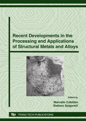 E-book, Recent Developments in the Processing and Applications of Structural Metals and Alloys, Trans Tech Publications Ltd