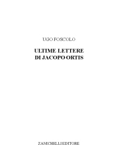 E-book, Ultime lettere di Jacopo Ortis, Foscolo, Ugo., Zanichelli
