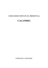 E-book, La Calandra, Bibbiena, Bernardo Dovizi detto il., Zanichelli