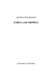 eBook, Fabula di Orpheo, Poliziano, Angelo, Zanichelli