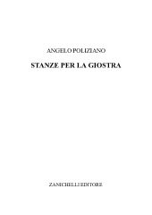 E-book, Stanze per la giostra, Poliziano, Angelo, Zanichelli