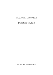 eBook, Poesie varie, Leopardi, Giacomo, Zanichelli