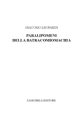 E-book, Paralipomeni della Batracomiomachia, Leopardi, Giacomo, Zanichelli