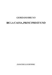 E-book, De la causa, principio et uno, Zanichelli