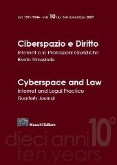 Fascículo, Ciberspazio e diritto : Internet e le professioni giuridiche : 10, 3/4, 2009, Enrico Mucchi Editore