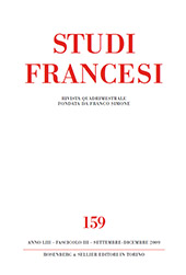 Fascículo, Studi francesi : 159, 3, 2009, Rosenberg & Sellier