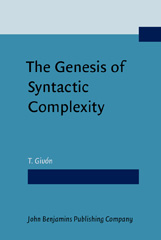 E-book, The Genesis of Syntactic Complexity, John Benjamins Publishing Company