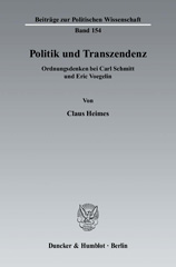 E-book, Politik und Transzendenz. : Ordnungsdenken bei Carl Schmitt und Eric Voegelin., Duncker & Humblot