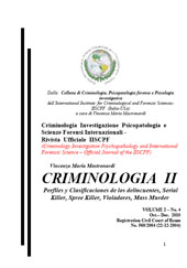 Fascículo, Criminologia Investigazione Psicopatologia e Scienze Forensi Internazionali : rivista ufficiale IISCPF : 2, 4, 2010, Vincenzo Mastronardi