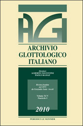 Fascicule, Archivio glottologico italiano : XCV, 1, 2010, Le Monnier