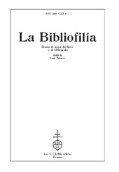 Issue, La bibliofilia : rivista di storia del libro e di bibliografia : CXII, 2, 2010, L.S. Olschki