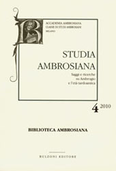 Zeitschrift, Studia Ambrosiana : saggi e ricerche su Ambrogio e l'età tardoantica, Bulzoni