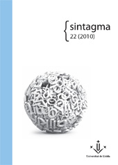 Fascicule, Sintagma : revista de lingüística : 22, 2010, Edicions de la Universitat de Lleida