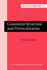 E-book, Consonant Structure and Prevocalization, John Benjamins Publishing Company
