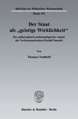 E-book, Der Staat als "geistige Wirklichkeit". : Der philosophisch-anthropologische Aspekt des Verfassungsdenkens Rudolf Smends., Notthoff, Thomas, Duncker & Humblot