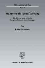 E-book, Wahrsein als Identifizierung. : Einführung in die kritische Rezeption Husserls durch Heidegger., Duncker & Humblot