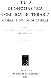 E-book, Studi di onomastica e critica letteraria offerti a Davide De Camilli, Fabrizio Serra