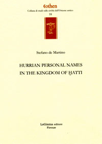 E-book, Hurrian Personal Names in the Kingdom of Hatti, De Martino, Stefano, LoGisma