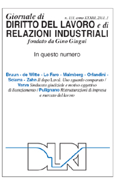 Fascículo, Giornale di diritto del lavoro e di relazioni industriali : 131, 3, 2011, Franco Angeli