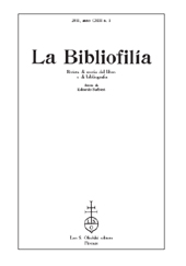 Issue, La bibliofilia : rivista di storia del libro e di bibliografia : CXIII, 1, 2011, L.S. Olschki
