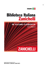 E-book, De vulgari eloquentia, Alighieri, Dante, Zanichelli