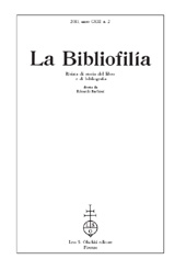 Issue, La bibliofilia : rivista di storia del libro e di bibliografia : CXIII, 2, 2011, L.S. Olschki