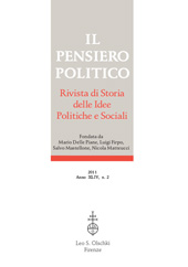 Heft, Il pensiero politico : rivista di storia delle idee politiche e sociali : XLIV, 2, 2011, L.S. Olschki